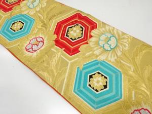 アンティーク　亀甲に花模様織り出し袋帯（材料）